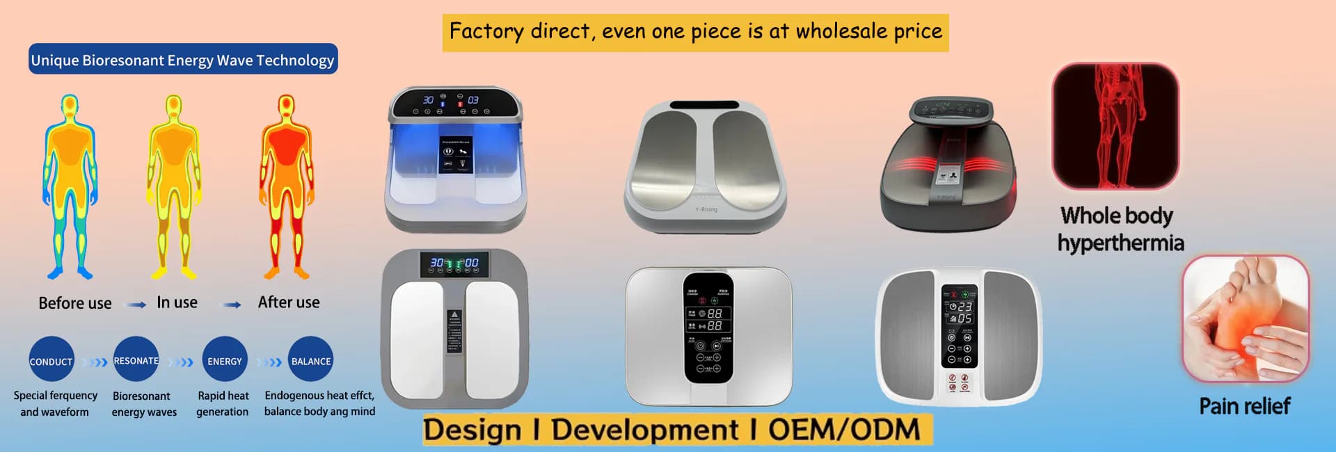 Y-Rising bioresonance foot massager range for wholesale and OEM projects