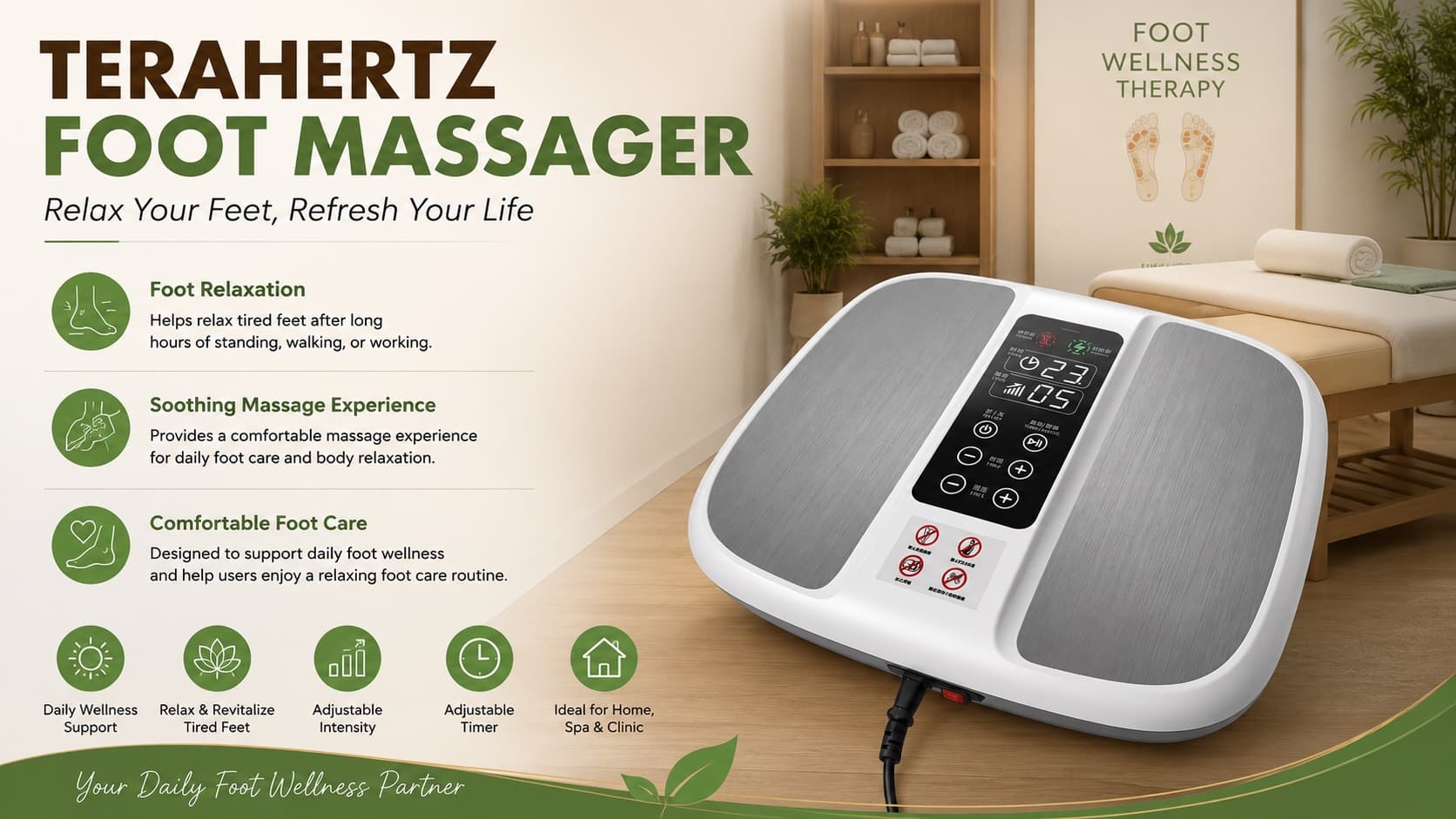 Y-Rising terahertz foot massager for home, spa and clinic wellness use